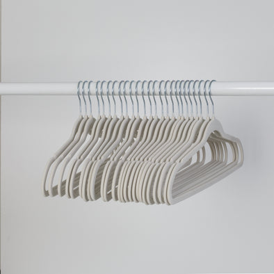 Warm Gray Slim-Profile Non-Slip Velvet Hangers (25-Pack)