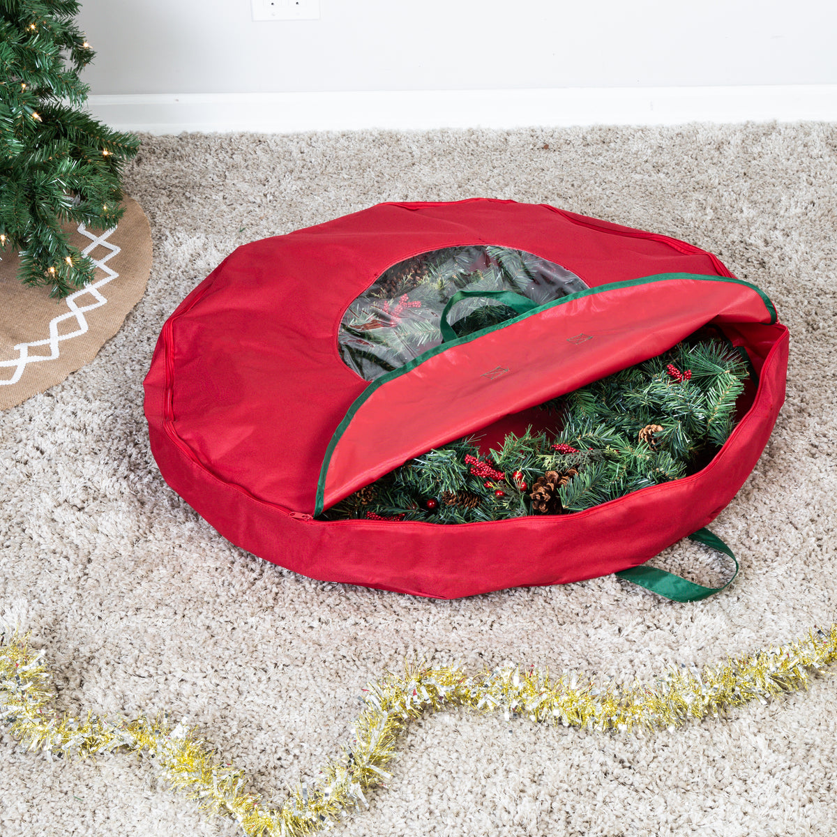 Honey-Can-Do Red 30-Inch Wreath Storage Bag