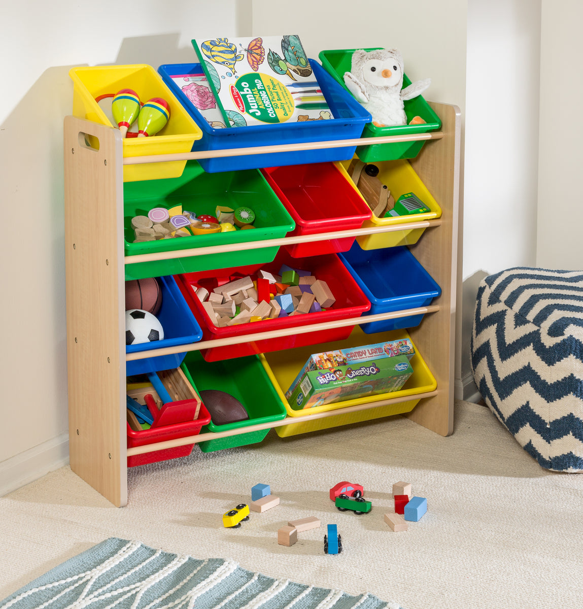 Whitmor 12-Bin Storage Organizer, Primary Colors