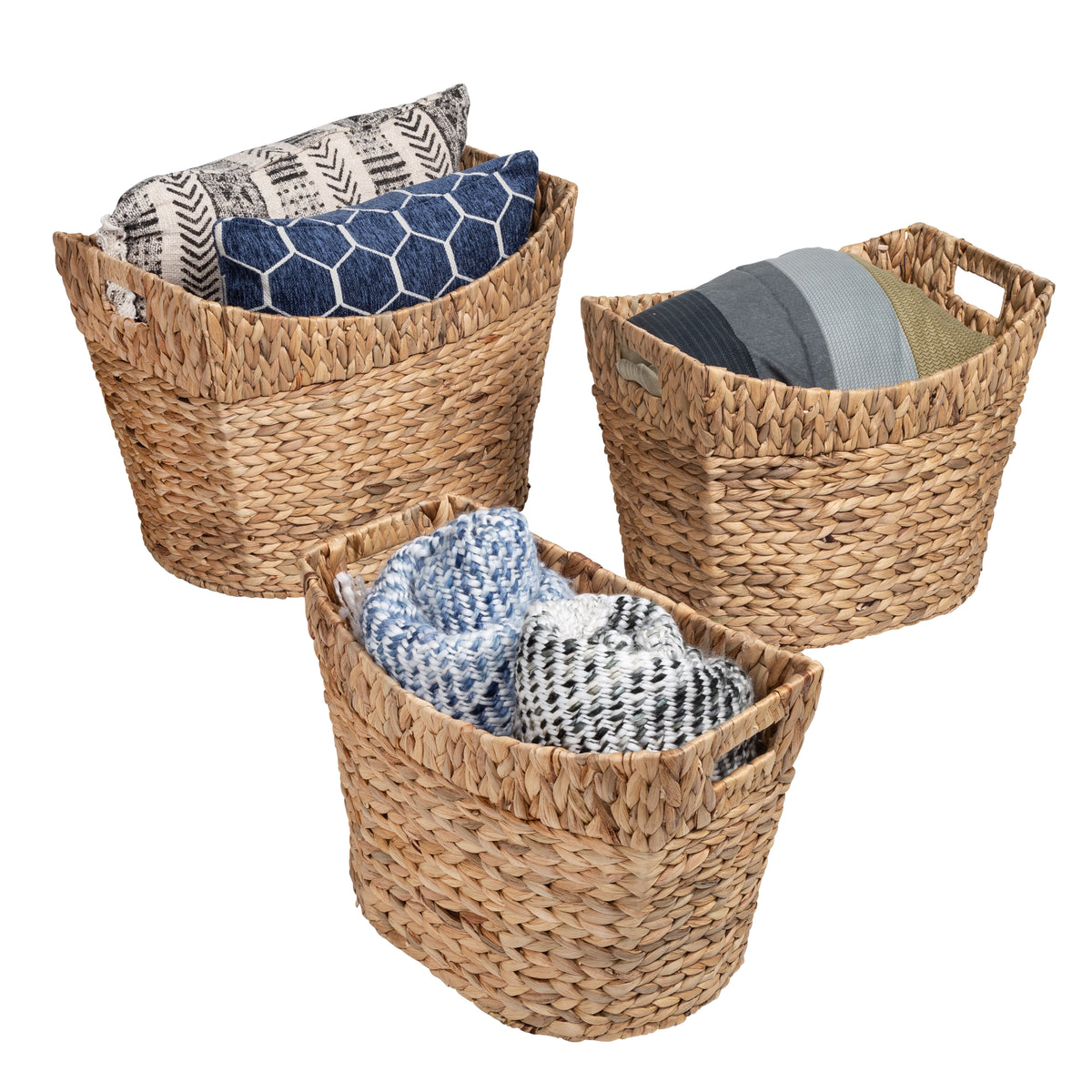 Natural Water Hyacinth Large Nesting Baskets (Set of 3)