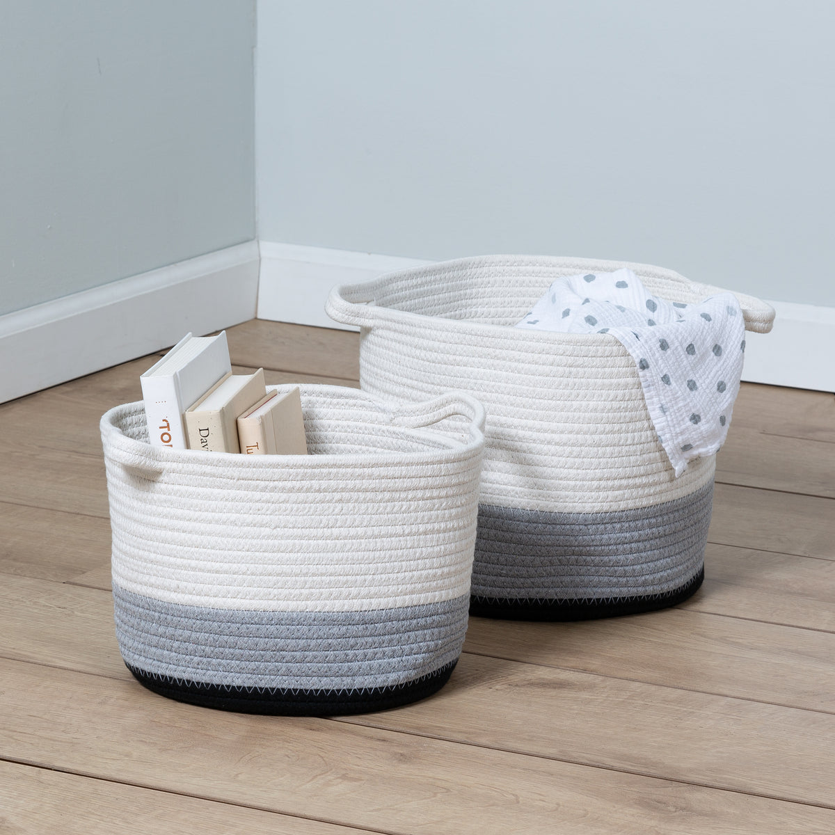Honey-Can-Do Nesting Cotton Rope Storage Basket Set, Yellow Ombre