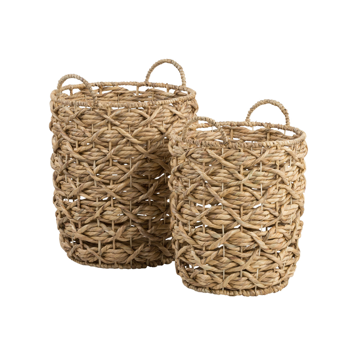 2 Woven Flat Basket 20 w/ Handles and 18 w/o Handles for Decor.  Wicker/Rattan