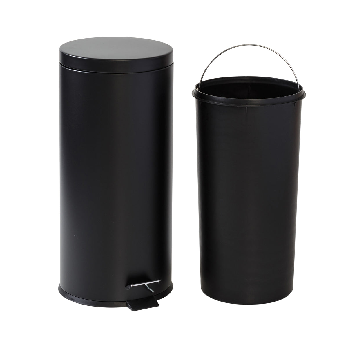 Black Cylinder Trash Can