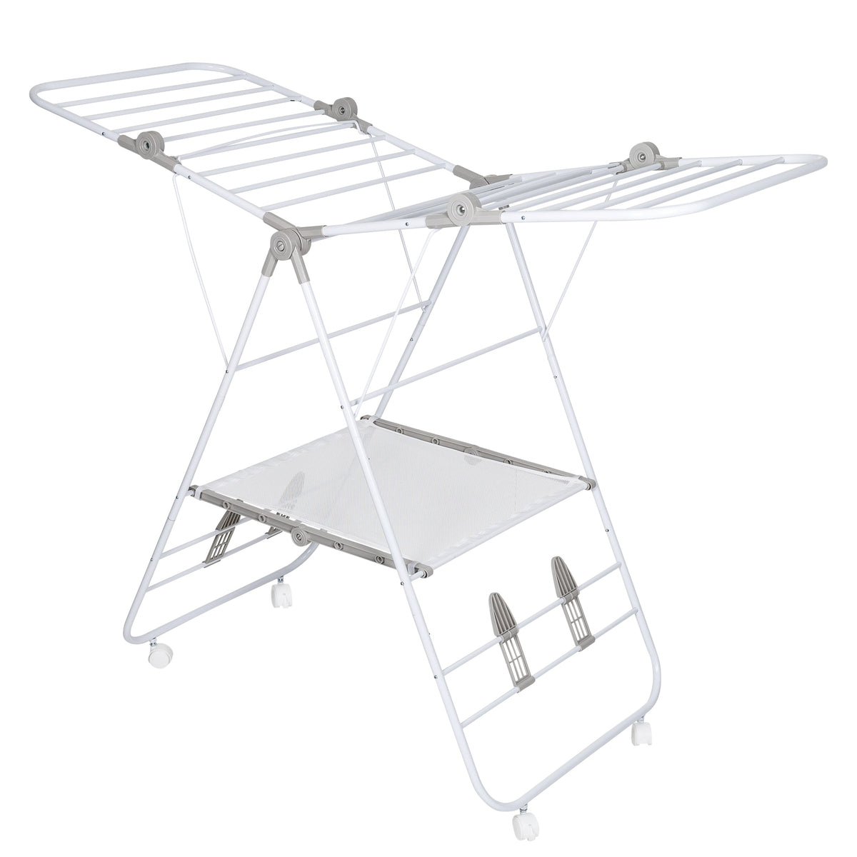 White Large Expandable and Folding Wing Drying Rack