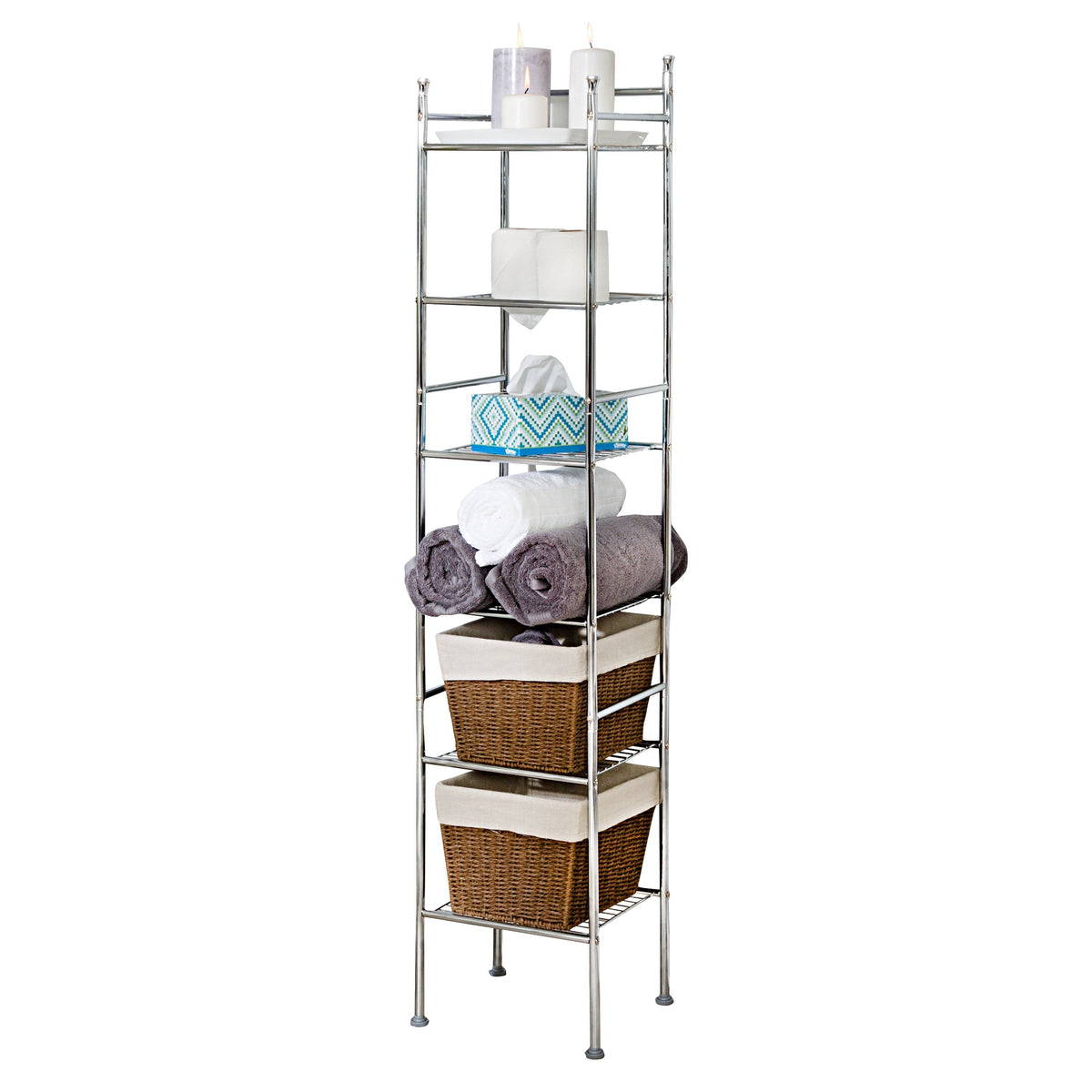 Honey-Can-Do 6-Tier Bathroom Storage Shelving Unit White