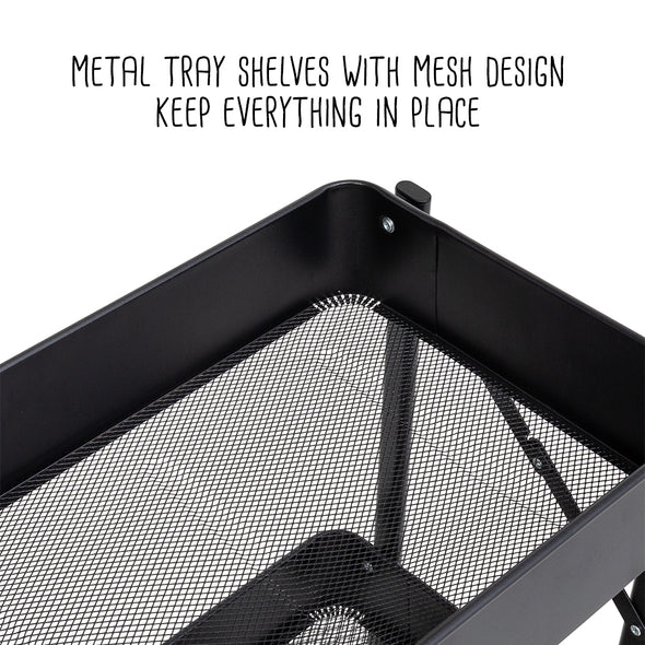 Black 3-Tier Metal Folding Utility Cart