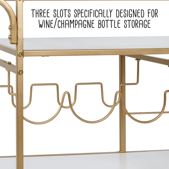 Three slots specifically designed for wine/champagne bottle storage