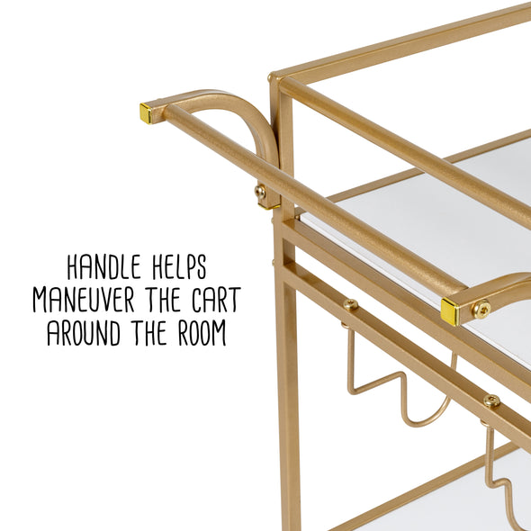 Handle helps maneuver the cart around the room