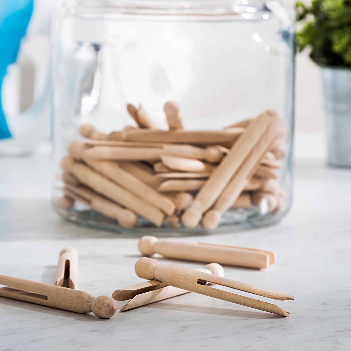  100 Pack Wooden Clothespins for Hanging Laundry