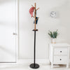 Black/Brown Freestanding Coat Rack with Accessory Tray