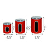 Red Steel Canister Set with Windows (3-Piece Set)