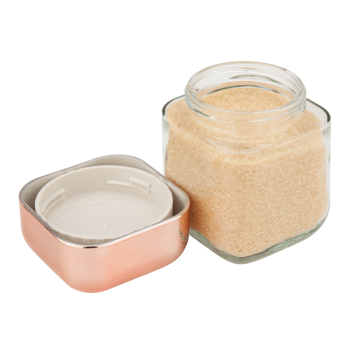 Clear/Copper Lids Glass Canisters (3-Piece Set)