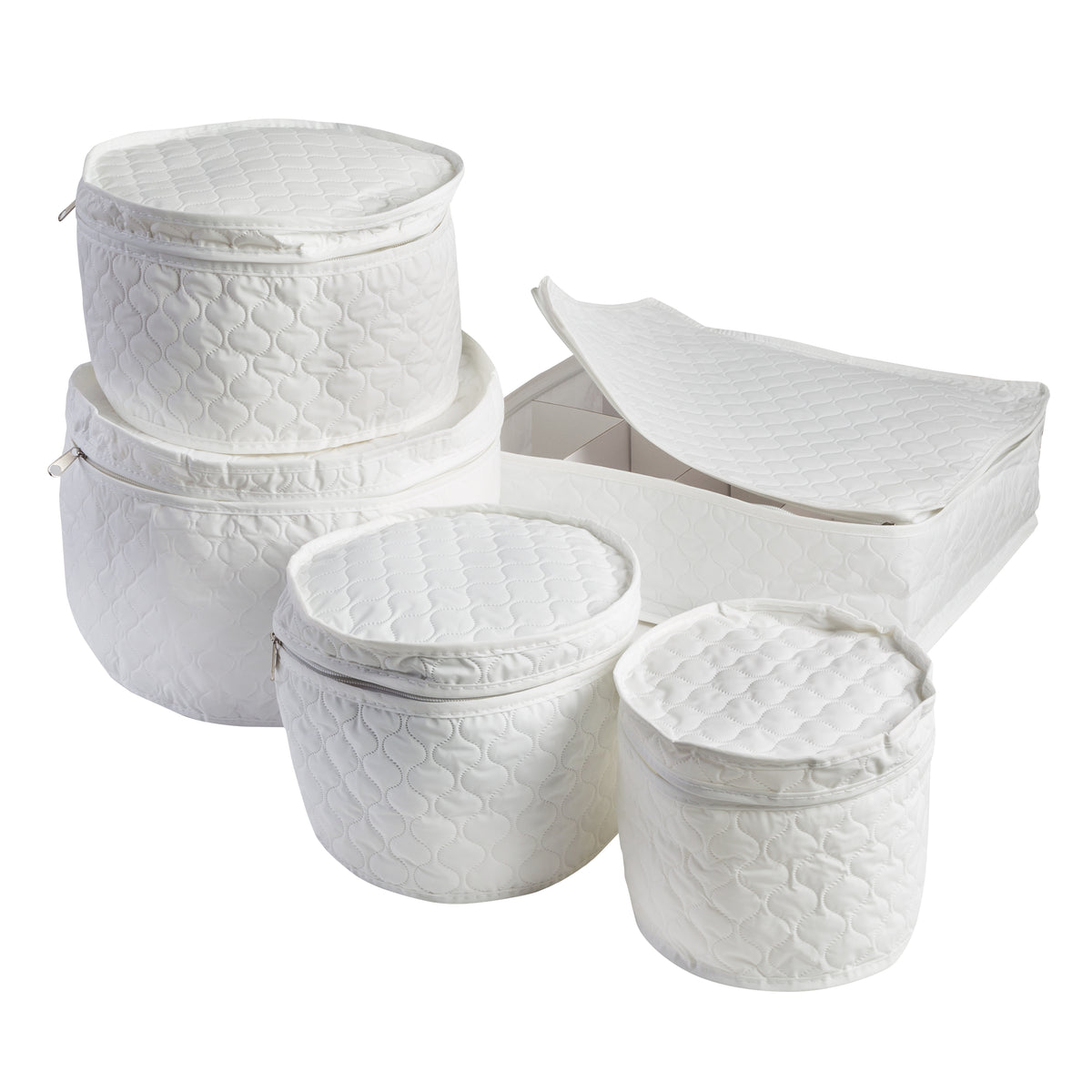 Honey Can Do Round Dinnerware Storage Boxes, Set of 3 - Natural