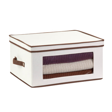 Natural 18" x 14" Canvas Window Storage Box with Lid