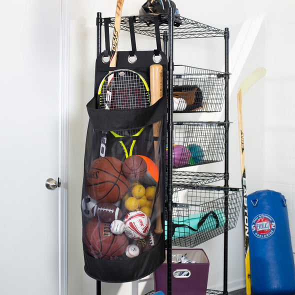 Black Over-The-Door Hanging Sports Equipment Organizer