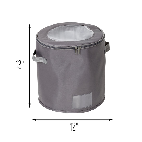 Gray 12-Inch Round Dinnerware Storage Box