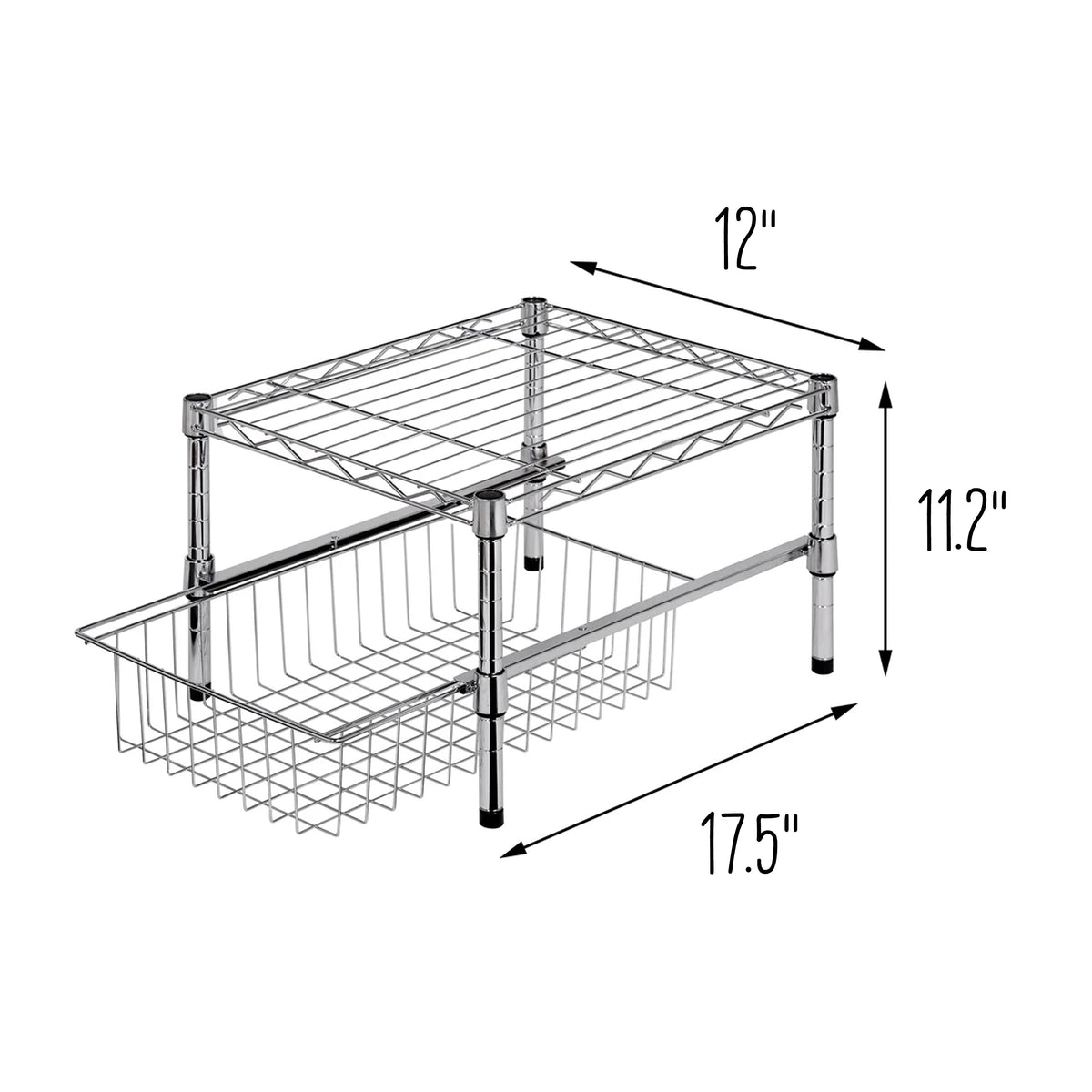 Honey Can Do Adjustable Cabinet Organizer With Shelf And Basket 10 12 H x  11 34 W x 17 12 D Chrome - Office Depot