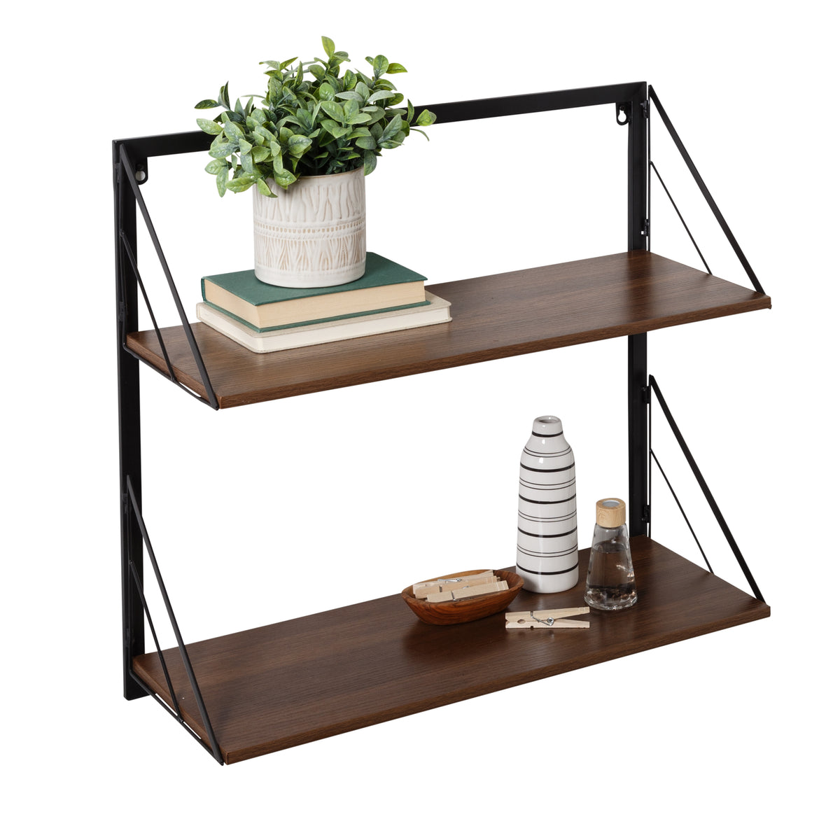 Honey-Can-Do - 3-Tier Wood and Metal Small Shelf - White