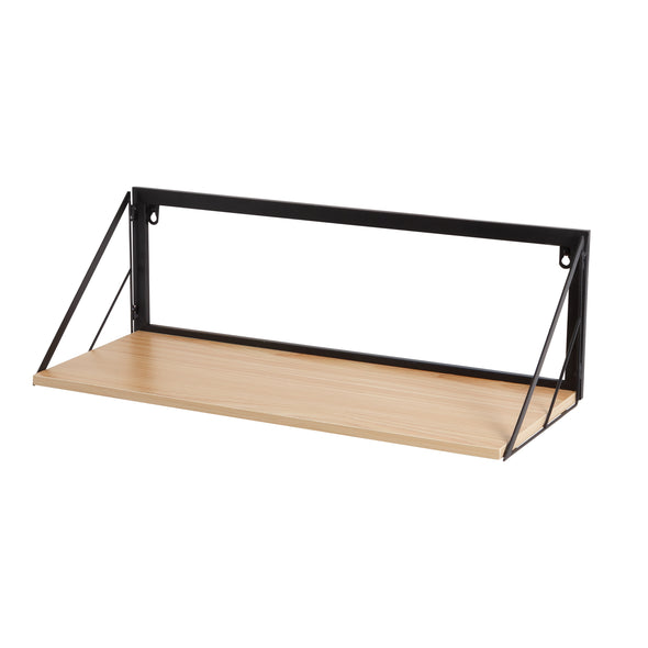 Black/Maple Large Modern Floating Shelf