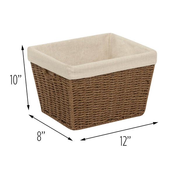 Brown Paper Rope Medium Storage Basket with Liner