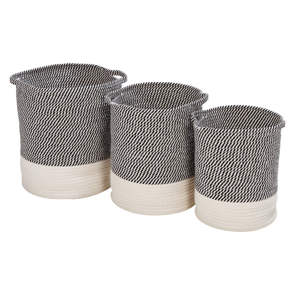 Gray/White Cotton Rope Nesting Baskets (Set of 3)