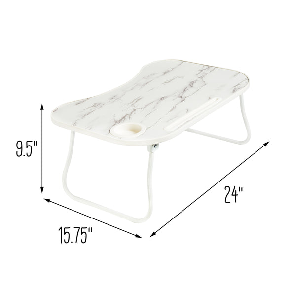 White/Faux White Marble Folding Lap Desk
