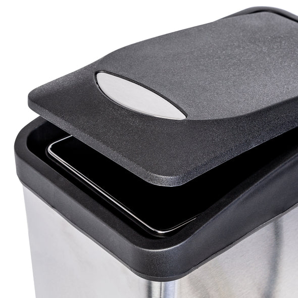 Silver/Black 8L Stainless Steel Rectangular Step Trash Can