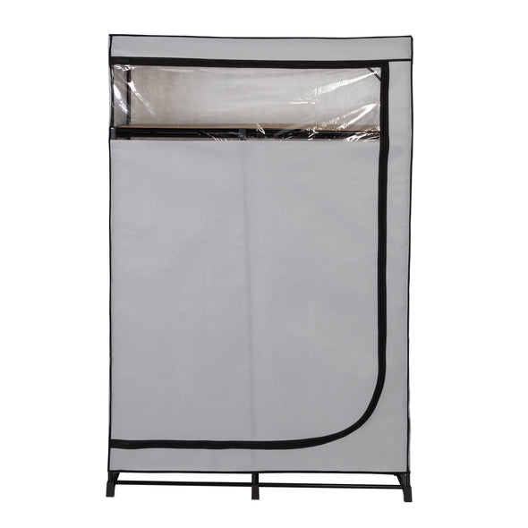 Gray 46-Inch Wide Portable Wardrobe Closet with Shelf