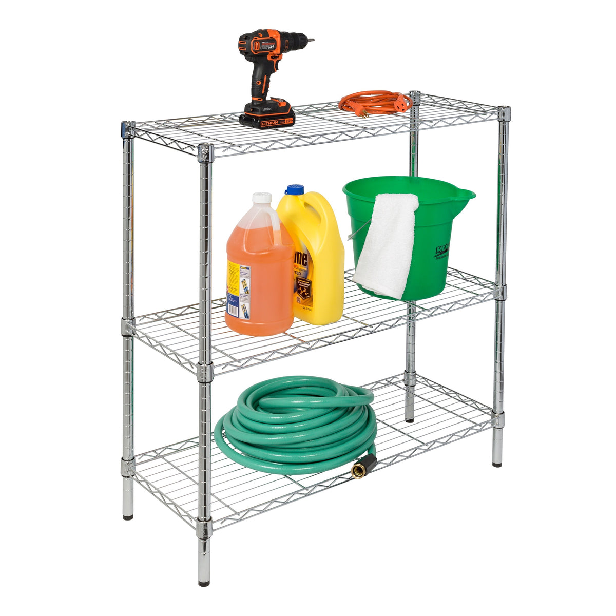 Honey-Can-Do Steel Small Adjustable Shelving Unit, 3-Tier, 30H x 15W x  14D, Black