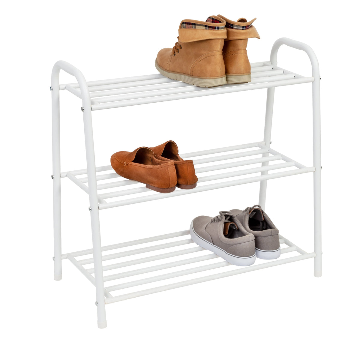 HONEY JOY 43.5 in. H 14-Pair 7-Tier White Wood Double Rows Shoe