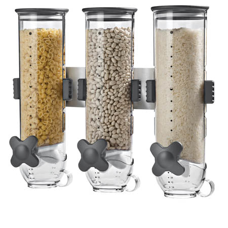 Honey-Can-Do 1-Piece Black Triple Canister Dry Food Cereal