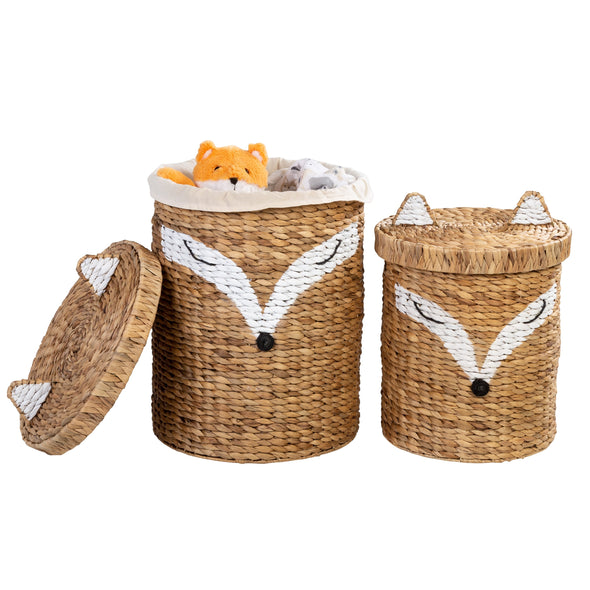 Natural/White Fox Shaped Storage Baskets (Set of2)