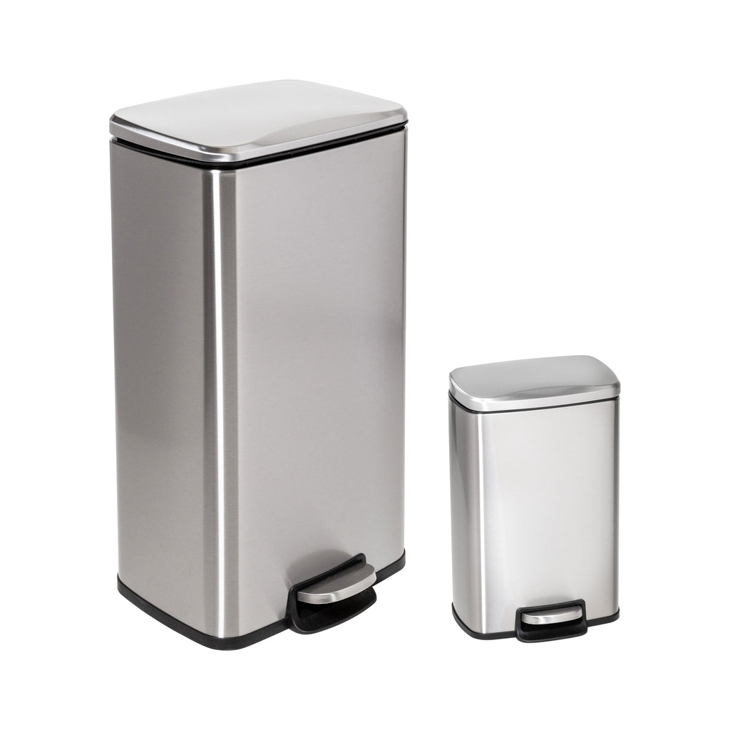 at Home 30L Stainless Steel Trash Can with Bonus 5L Trash Bin