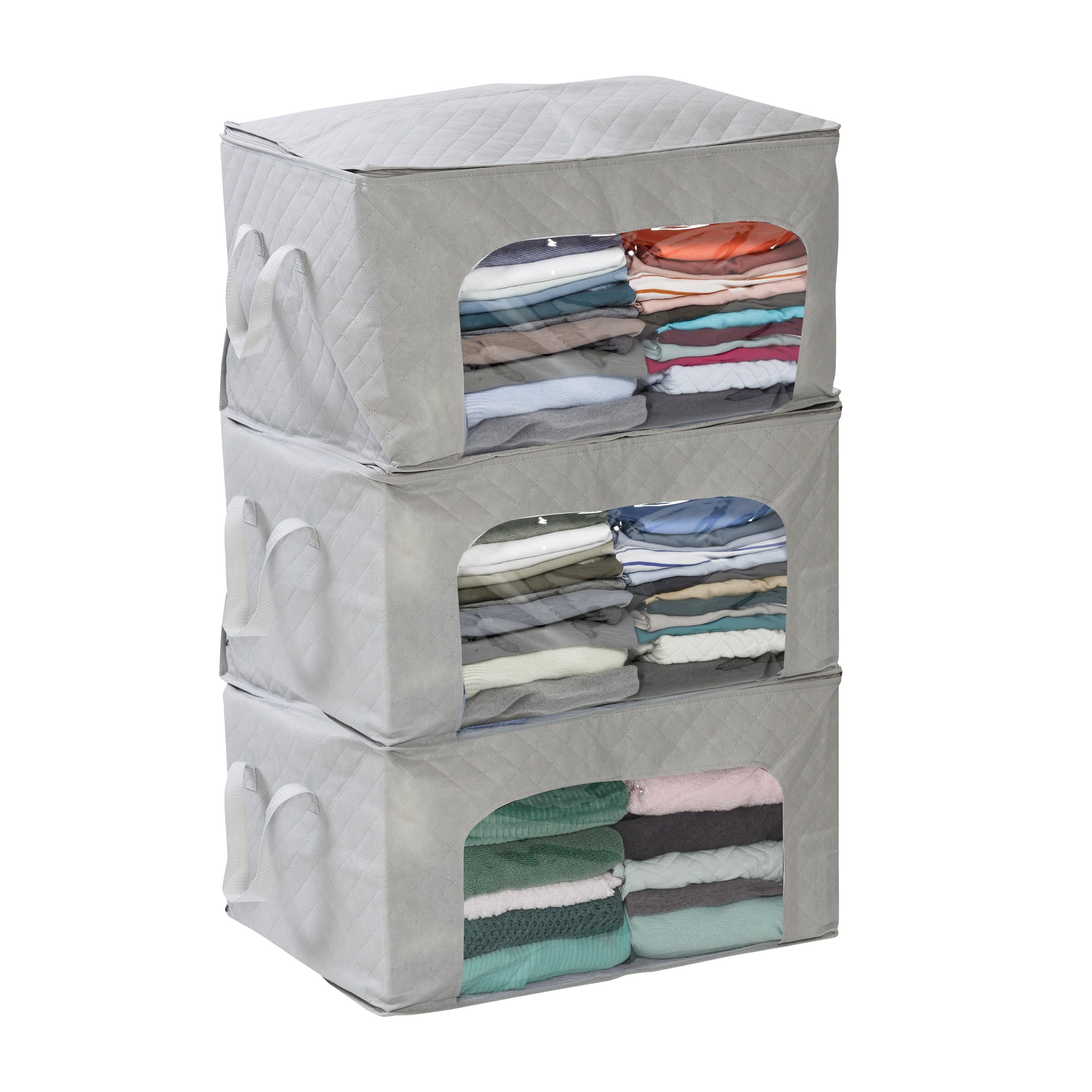 3-Pieces Oxford Large Clothes Organizer Storage Bags for Comforters and  Blankets Clothing Flower