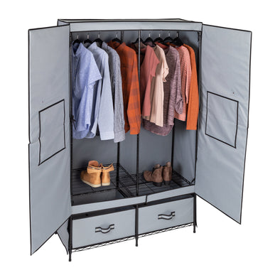 Gray 43-Inch 2-Drawer Portable Closet