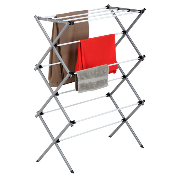 Gray 3-Tier Folding Accordion Clothes Drying Rack