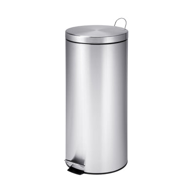 Silver 30L Stainless Steel Round Step Trash Can