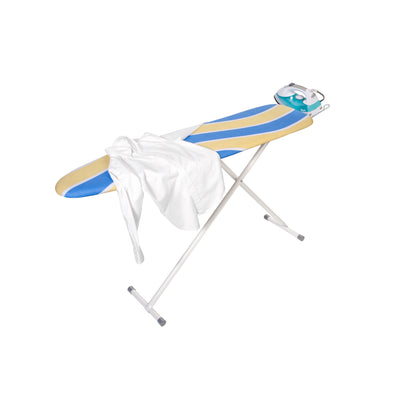 Blue/Yellow Folding Ironing Board with Iron Rest
