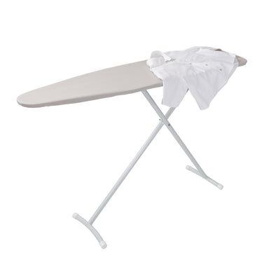 White/Gray Steel T-Leg Adjustable Ironing Board with Cotton Heat-Resistant Cover