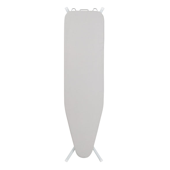 White/Gray Steel 4-Leg Ironing Board with Iron Rest and Cotton Heat-Resistant Cover