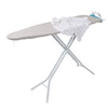 White/Gray Steel 4-Leg Ironing Board with Iron Rest and Cotton Heat-Resistant Cover