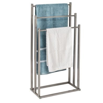 Satin Nickel 3-Tier Steel Freestanding Towel Rack