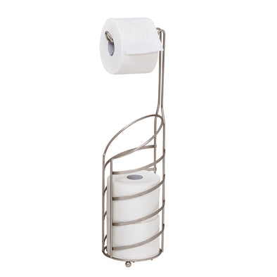 Satin Nickel Curved Wire Freestanding Toilet Paper Holder and Dispenser