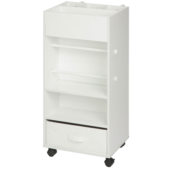 White Gift Wrap or Craft Storage Cart with Fabric Bin