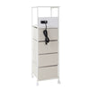 Steel frame with durable MDF shelves and polyester drawers