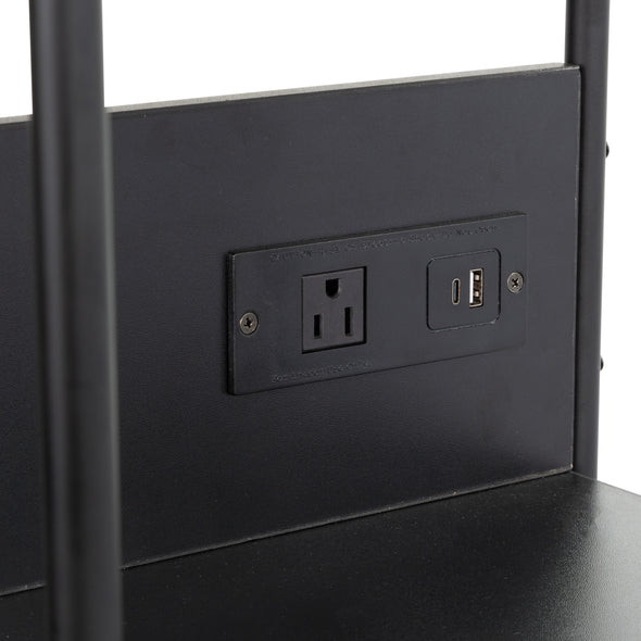 Built-in power outlet with USB and USB-C