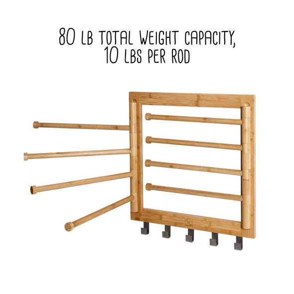 80 lb. total weight capacity, 10 lbs. per rod