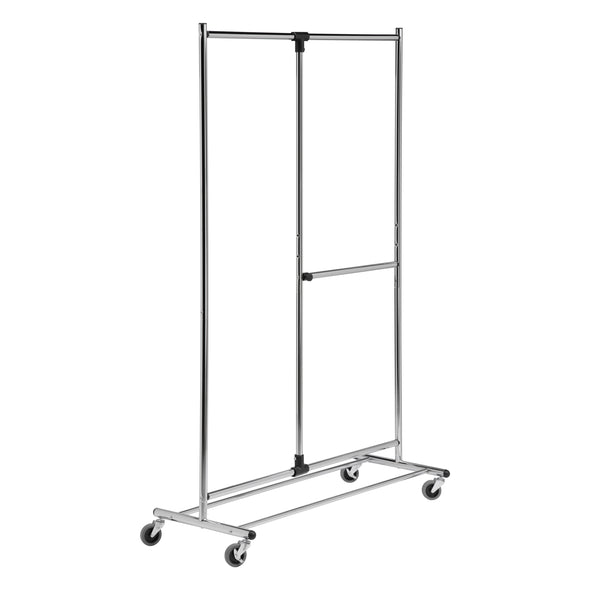 Chrome 2-Tier Rolling Clothes Rack