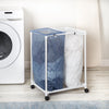 Blue/White Mesh 2-Bag Rolling Laundry Sorter
