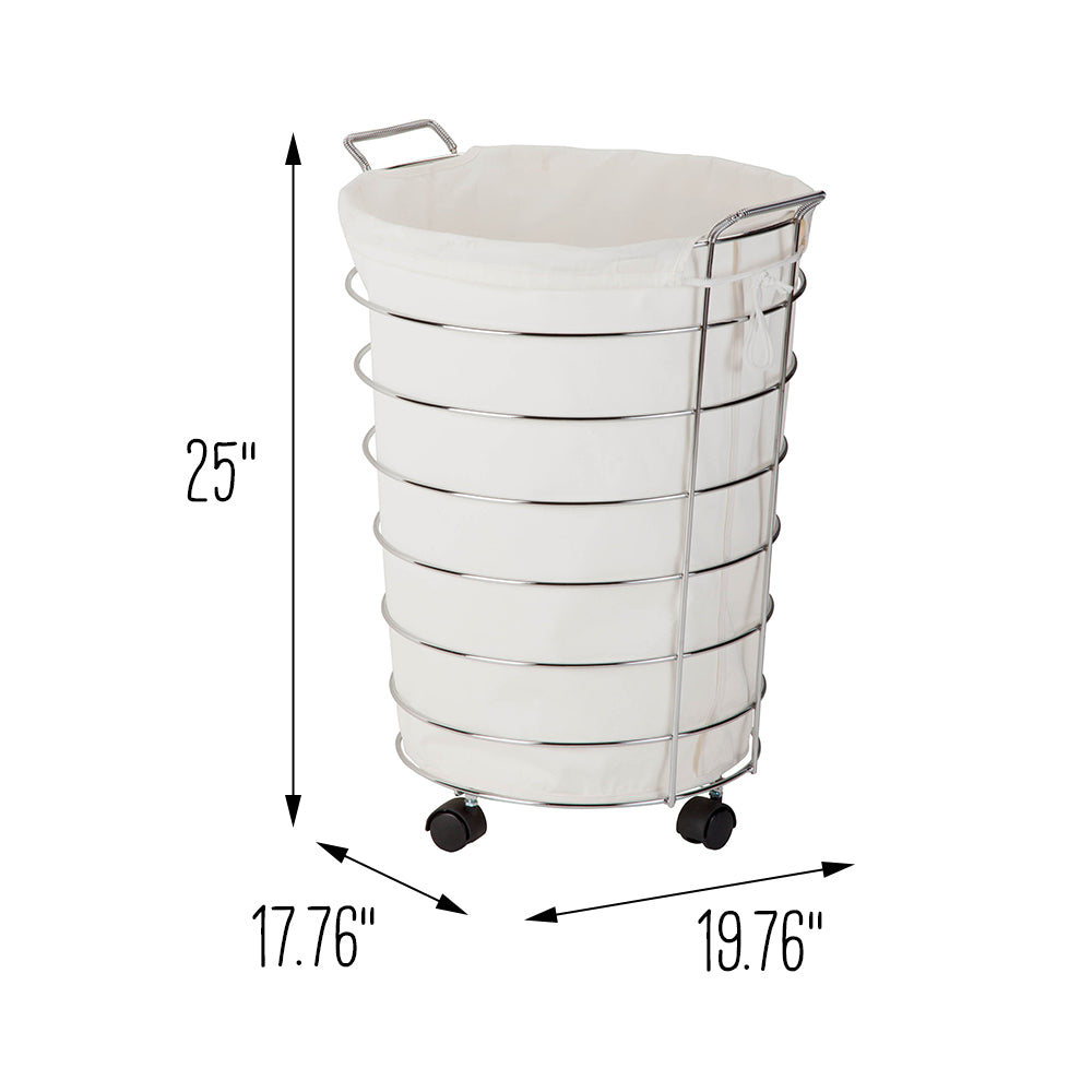 Ochine 75L Collapsible Round Drawstring Laundry Hamper With Leather Handle,  Beige